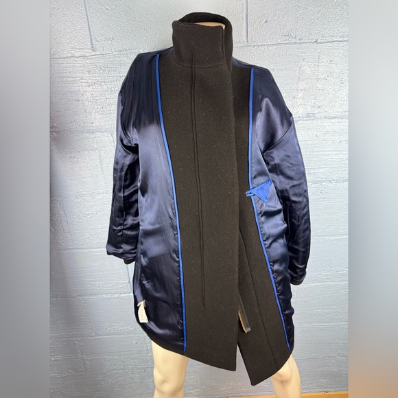 J Crew Pea Coat Women’s Italian Stadium Cloth, Wool, Nello Gori Black Size 6 - Picture 3 of 8